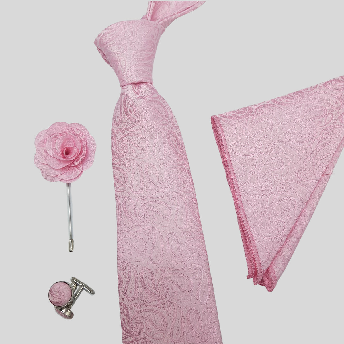 Pink Paisley Tie Set