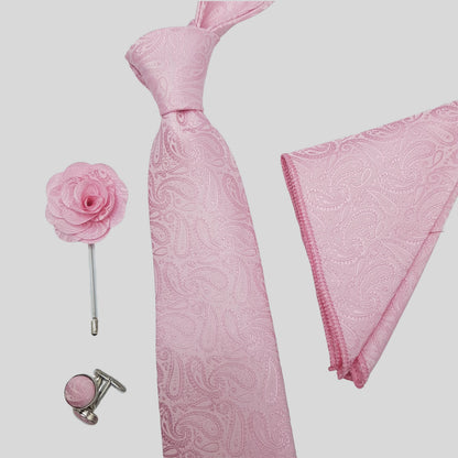 Pink Paisley Tie Set