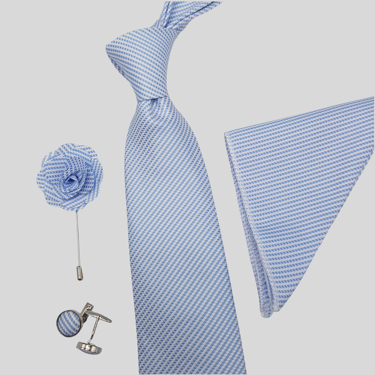 Sky Blue Striped Tie Set