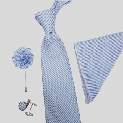 Sky Blue Striped Tie Set