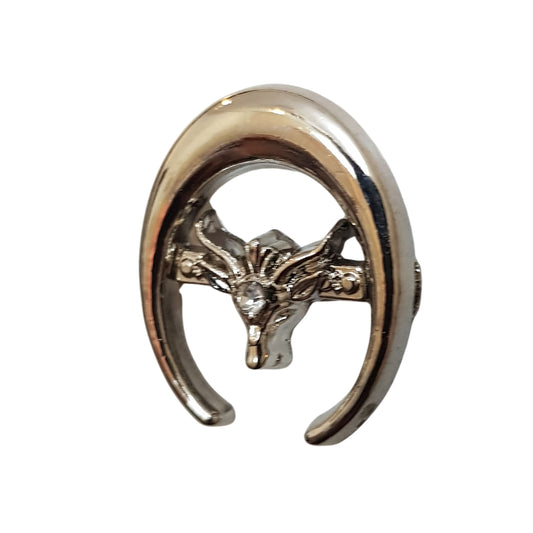 Silver Markhor Crest Lapel Pin
