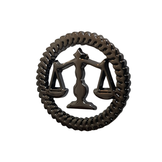 Gun Metal Justice Scales Lapel Pin