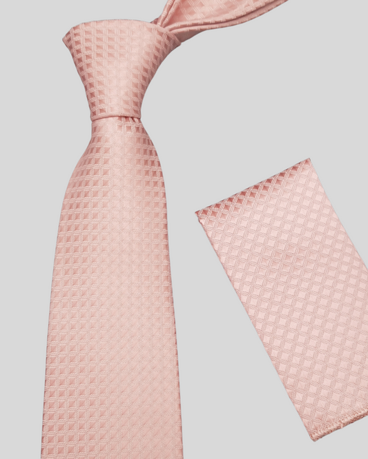 Pink Micro-Grid Jacquard Necktie