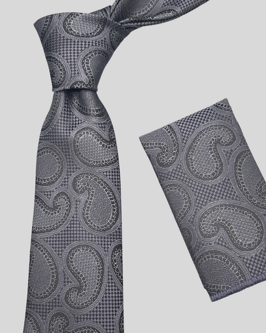 Grey Classic Paisley Necktie