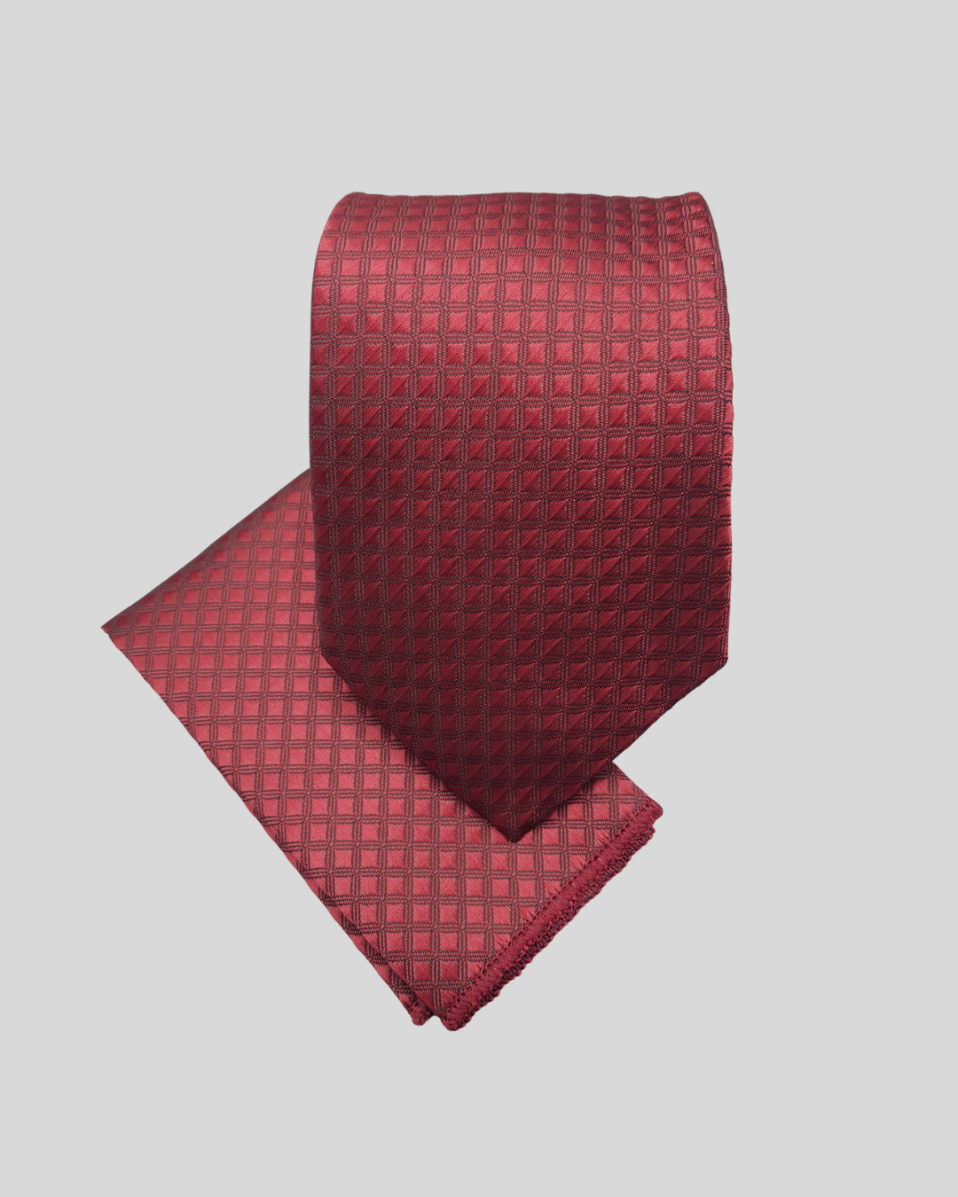 Red Micro-Grid Jacquard Necktie
