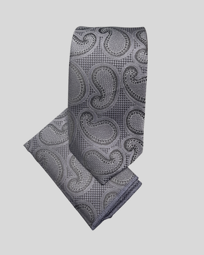 Grey Classic Paisley Necktie