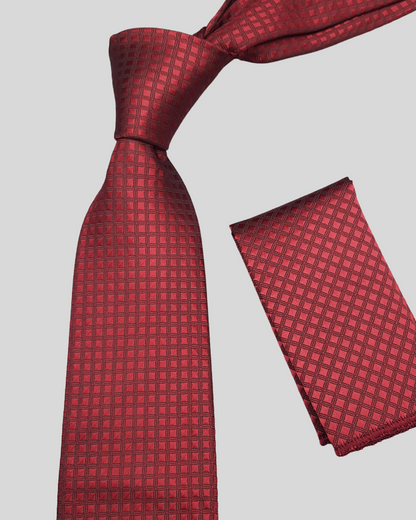 Red Micro-Grid Jacquard Necktie