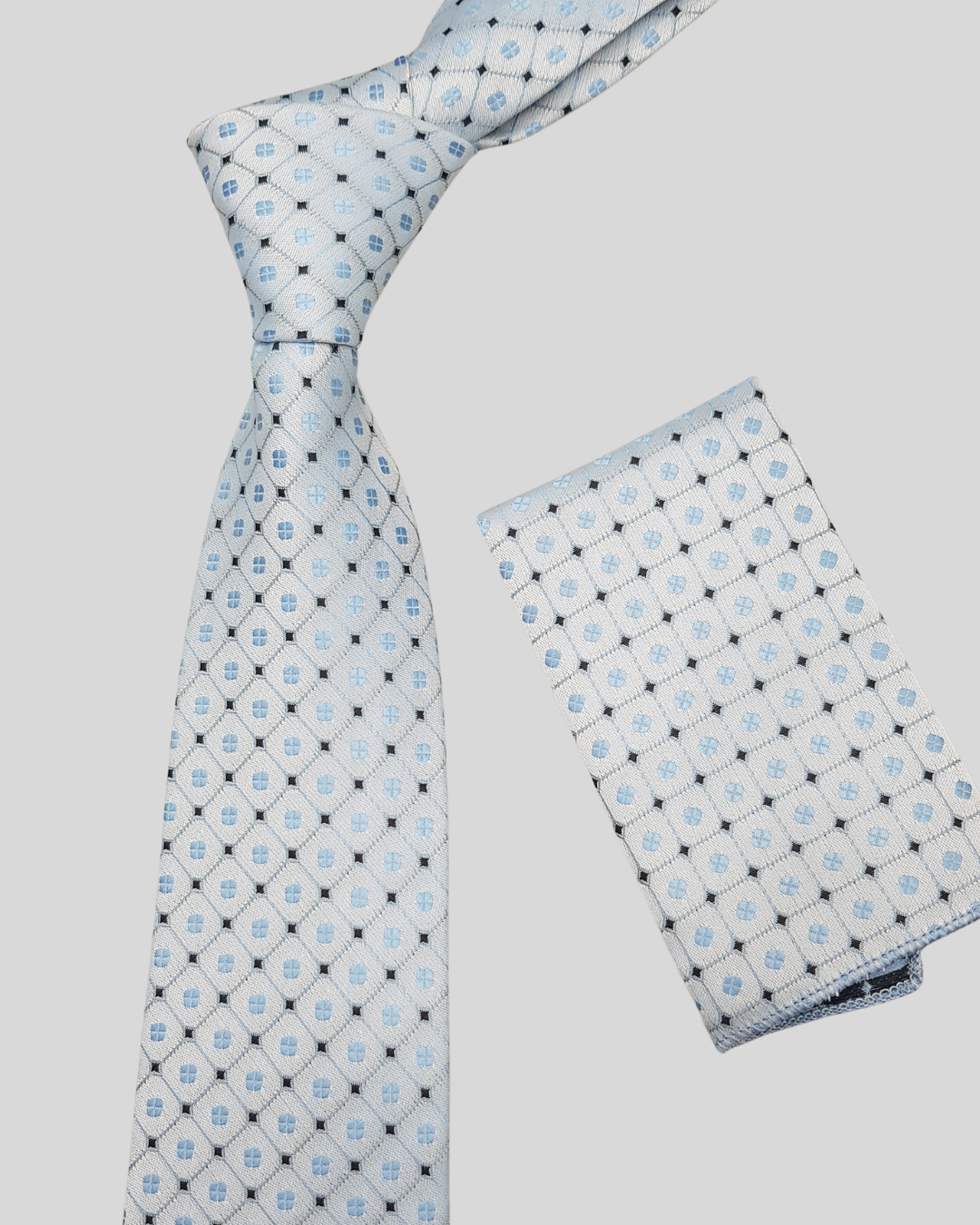 Blue Lattice Pattern Neck Tie
