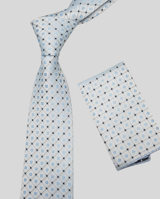 Blue Lattice Pattern Neck Tie
