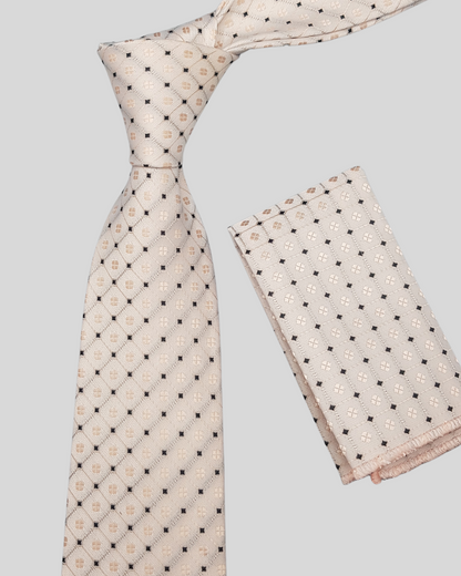 Champagne Lattice Pattern Neck Tie