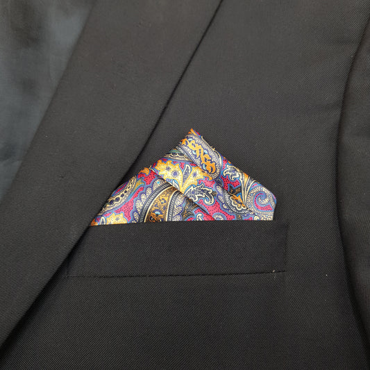Colorful Paisley Silk Pocket Square