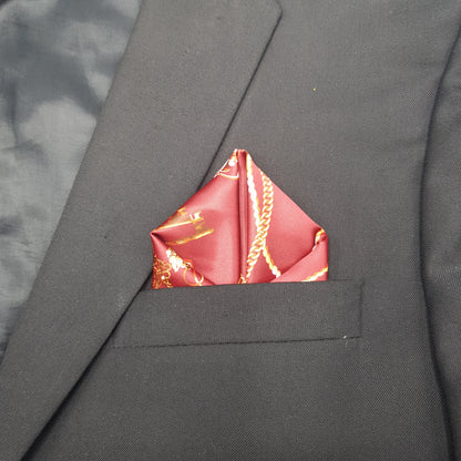 Red Equestrian Chain Pocket Square