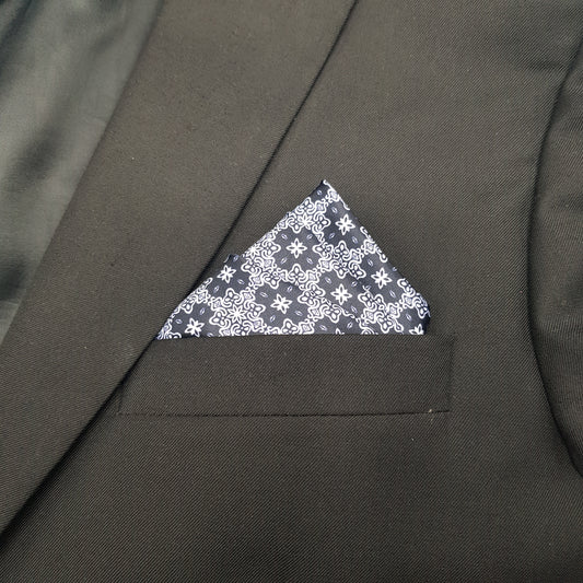 Black Square Linked Pocket Square