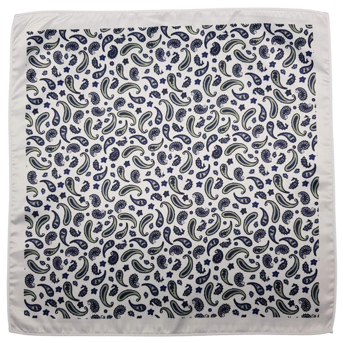 White Paisley Print Silk Pocket Squares