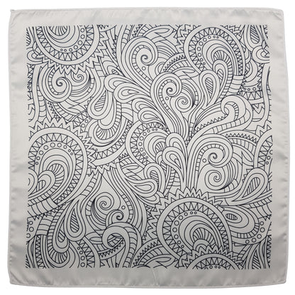 White Paisley Pocket Square