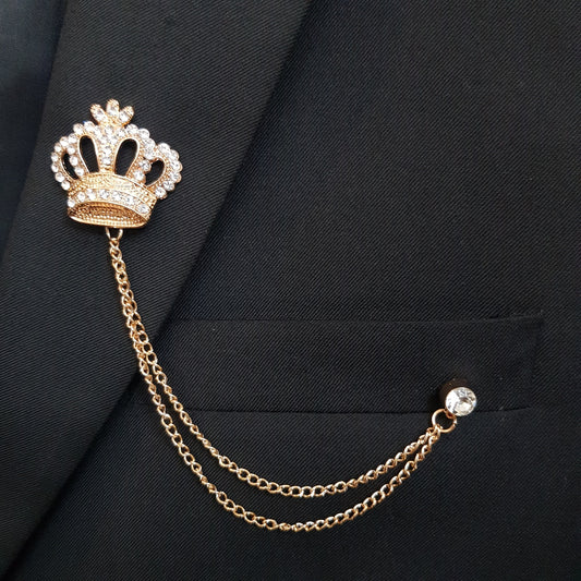 Golden Crown Chain Brooch