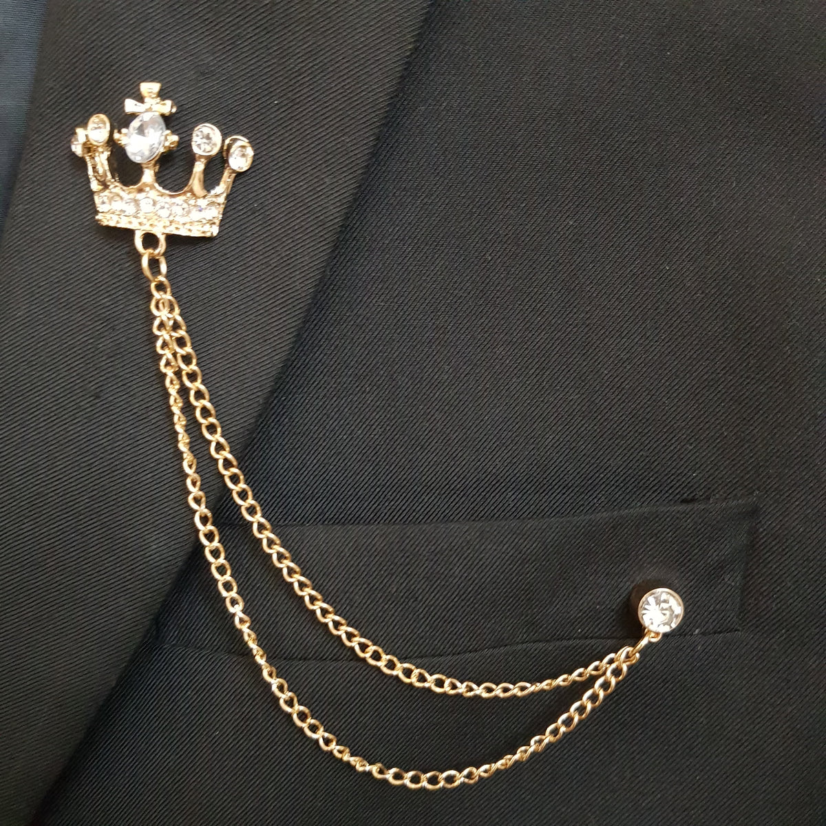 Golden Crown Chain Brooch