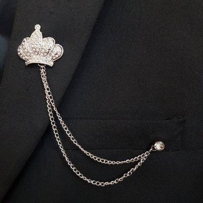 Silver Crown Brooch