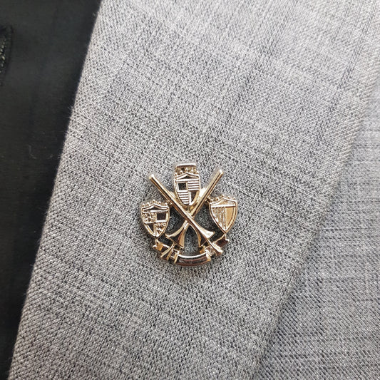 Silver Crossed Bat And Shield Lapel Pin
