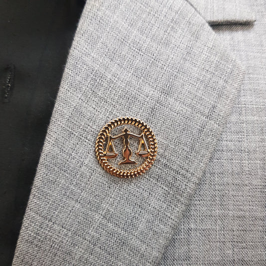 Golden Justice Scales Lapel Pin