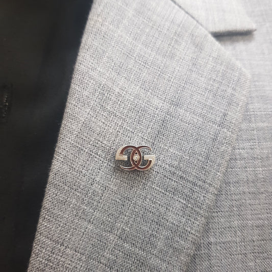 Gun Metal Interlock Crest Lapel Pin