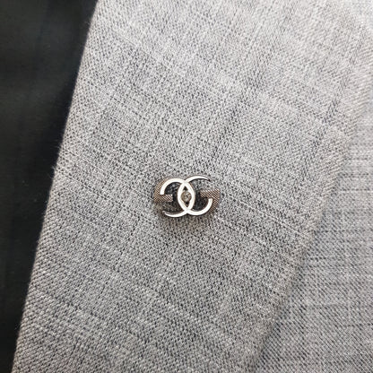 Silver Interlock Crest Lapel Pin