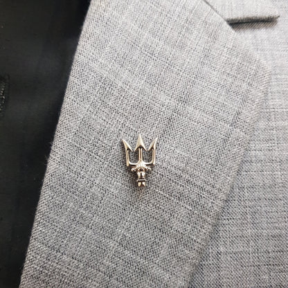 Silver Royal Trident Lapel Pin
