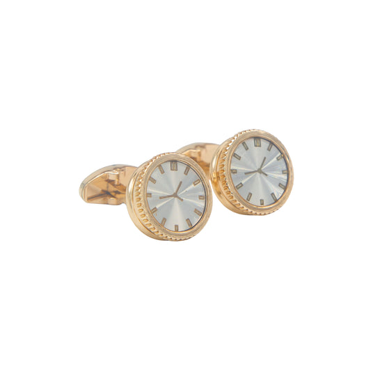 Watch Design Golden Gloss Finish Cufflinks