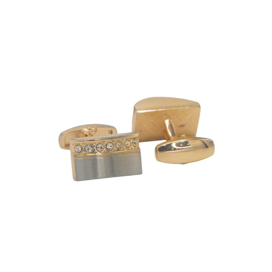 Oval Shape Double Tone Crystal Stones Cufflinks.