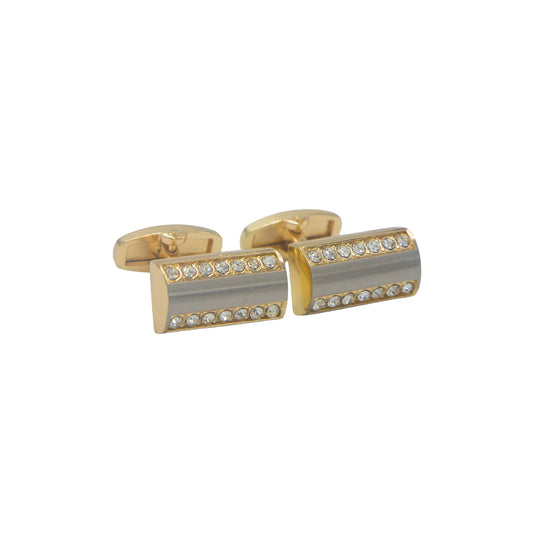 Rectangular Shape Double Tone Crystal Stones Cufflinks