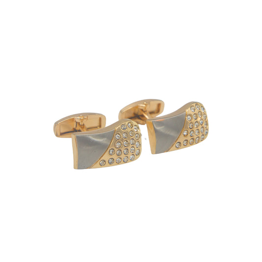 Rectangular Shape Double Tone Crystal Stones Cufflinks.
