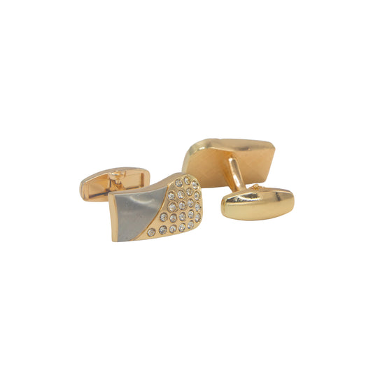 Rectangular Shape Double Tone Crystal Stones Cufflinks.