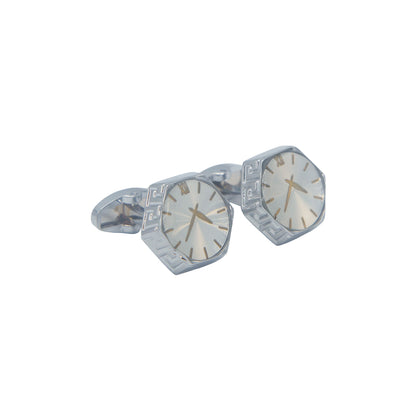 Watch Design Silver Gloss Finish Cufflinks.