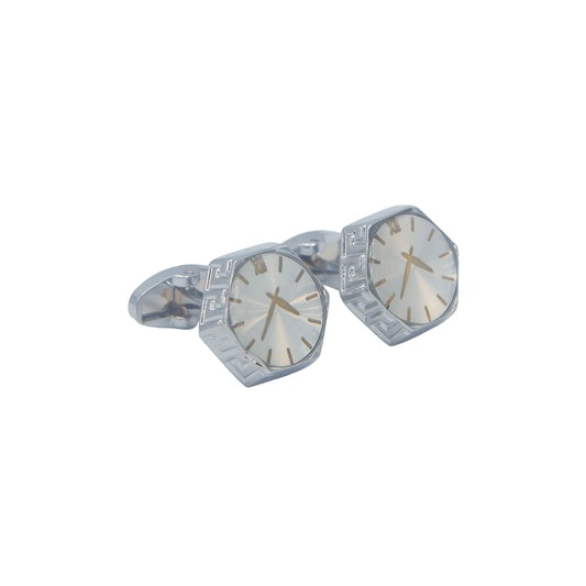 Watch Design Silver Gloss Finish Cufflinks.