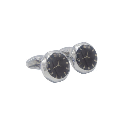 Watch Design Silver Gloss Finish Cufflinks
