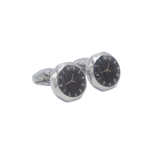 Watch Design Silver Gloss Finish Cufflinks