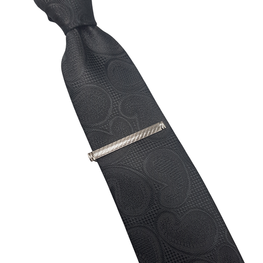 Silver Rectangle Cut Tie Clip