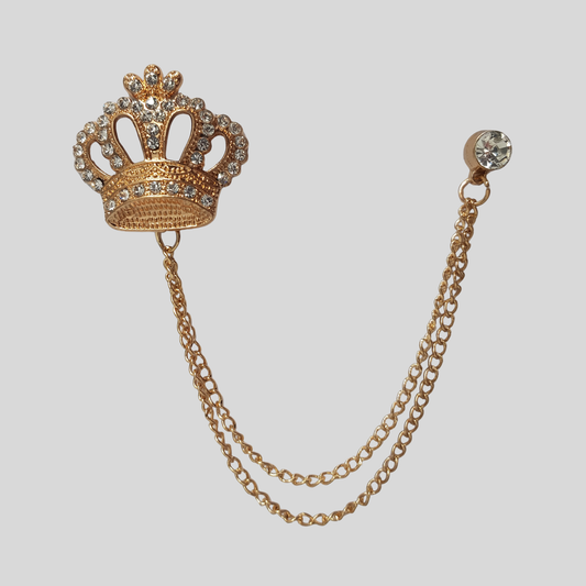 Golden Crown Chain Brooch