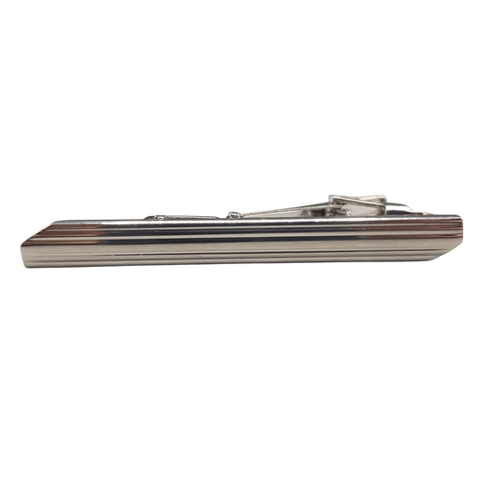 Silver Striped Tie Clip
