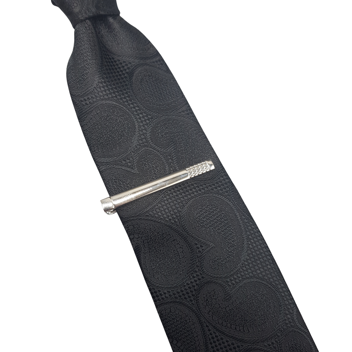 Silver Textured Tie Clip