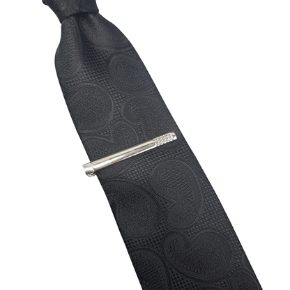 Silver Textured Tie Clip