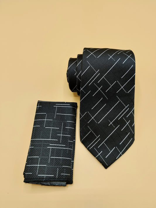 Black And White Geometric Necktie