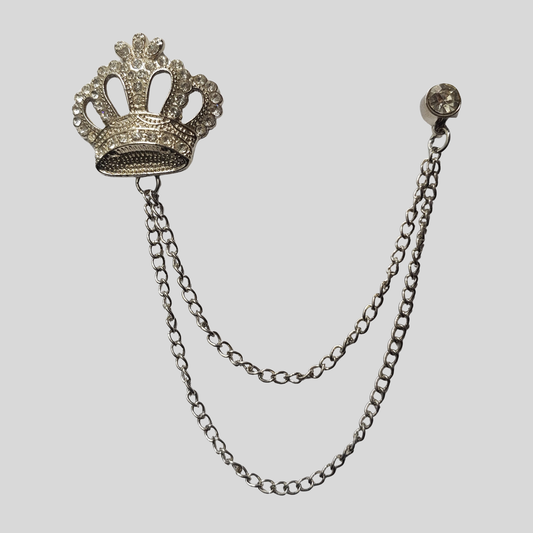 Silver Crown Chain Brooch